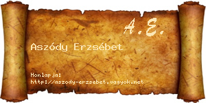Aszódy Erzsébet névjegykártya